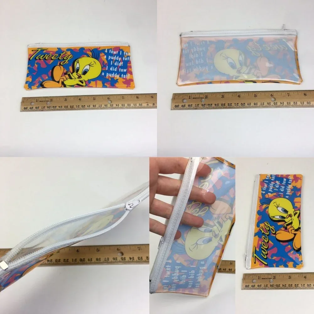Tweety Bird Bubble Bath Bottle Vinyl Zippered Pencil Case Small‎ Lady Bug Plush